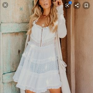 Vici ruffle lace tunic tank top small